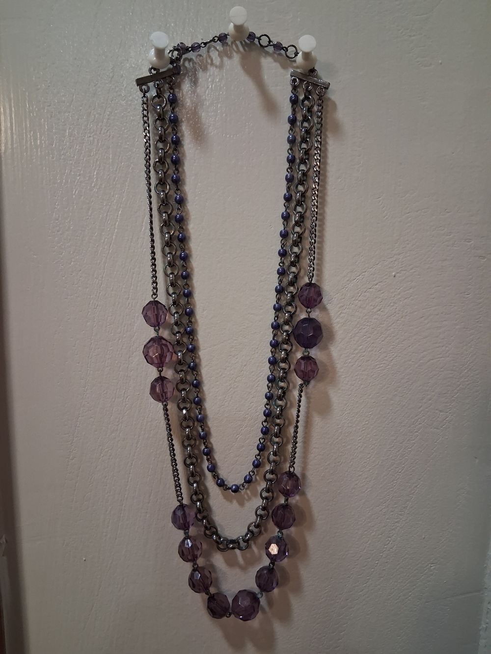 Multi-Strand Purple Bead Layered Necklace - Women Jewelry